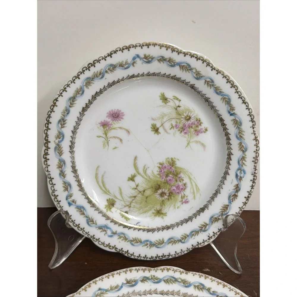 Vintage Imperial Crown China Austria Decorative Plates 6 Inch Floral Gold Trim 4